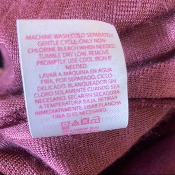 3x Juniors Burgundy Velour Long Sleeve Sweater Stretch Ribbed Crew Neck Size 21 - Picture 8 of 8